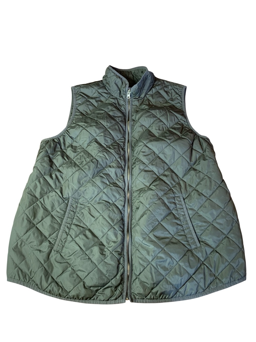 Old Navy Maternity Quilted Zipper Puffer Vest Olive Green XL